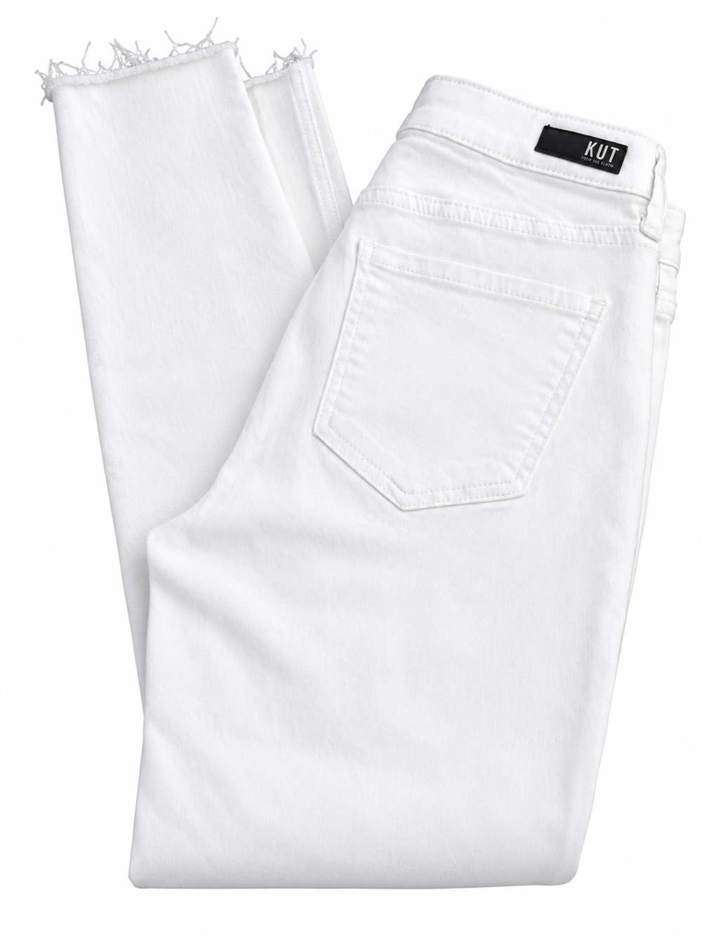 KUT From The Kloth Donna Fab Ab High Rise Skinny Jeans White Raw Hem 6